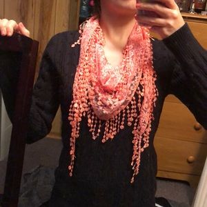 Dainty Pink Lace Scarf